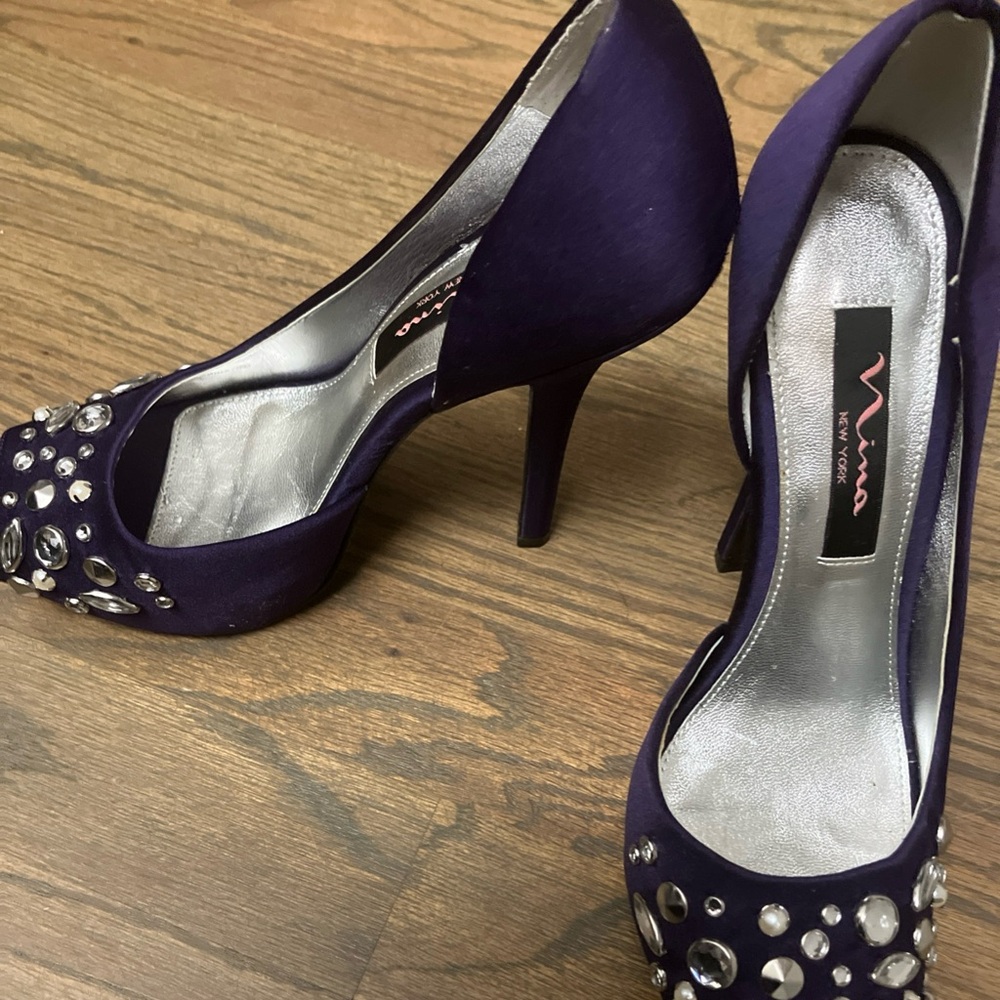 Nina Women's Dark Purple Gemstone Heels